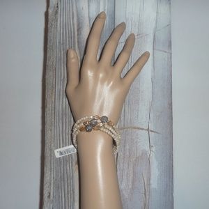Boutique Bracelets Wire Twist Three Stack Tans